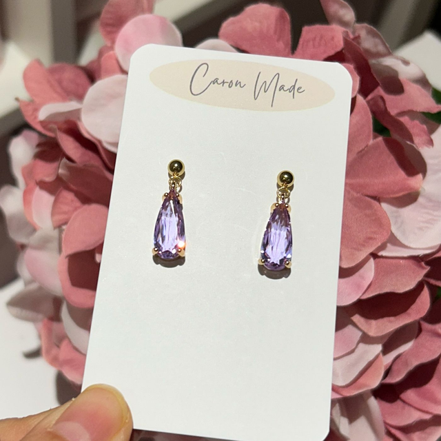 Lilac Teardrop Drop Earrings