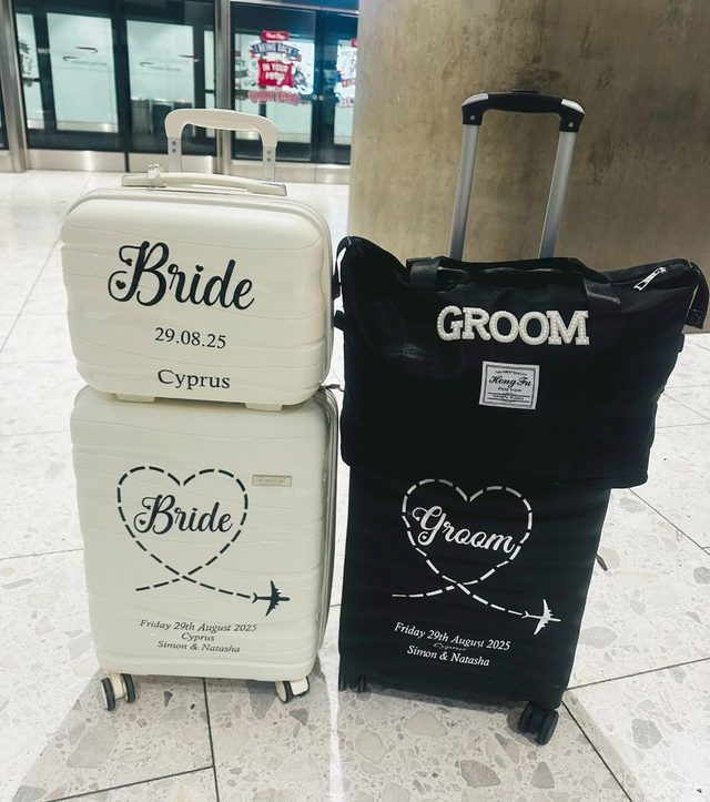 Personalised Wedding Hand luggage Vinyl Decal