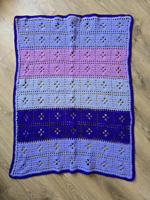 Crochet Call the midwife blanket shades of purple baby / lap blanket