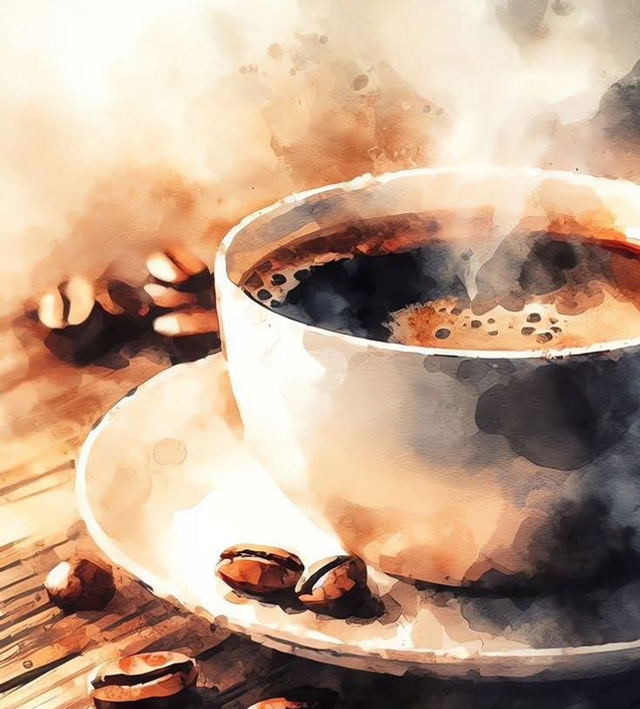 L'aquarelle avec du vin et du café