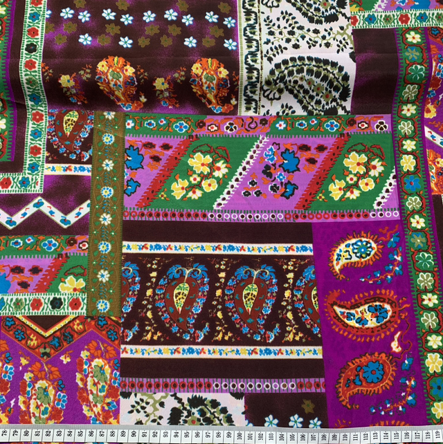 Patchwork print paisley polyester crepe