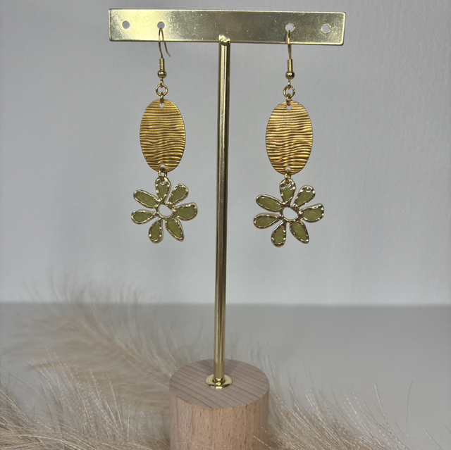 Boucles d’oreilles fleurs verte