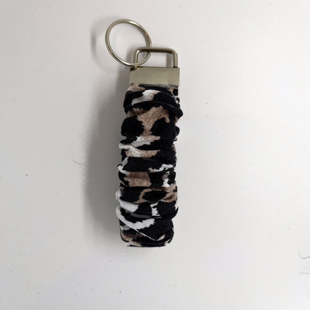Brown And Black Leopard Print Scrunchie Wristlet