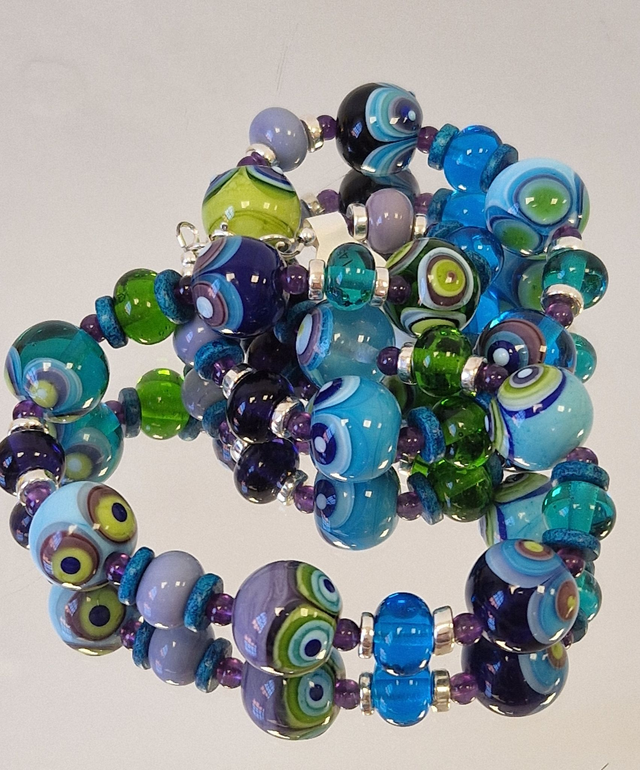 Aqua / Lime / Purple Dotty Necklace
