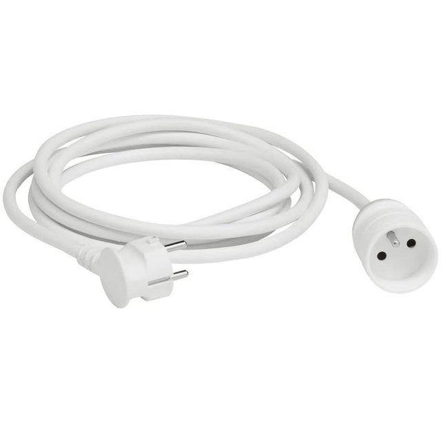 LEGRAND - Rallonge Electrique 2P +T avec Eclipses de Protection - 1 Fiche Mâle + 1 Fiche Femelle - Longueur 10 mètres - Blanc