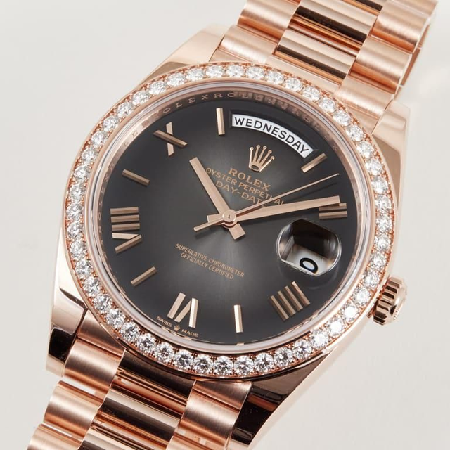 Rolex Day-Date Rose Gold Diamond Slate Ombré Dial 40mm