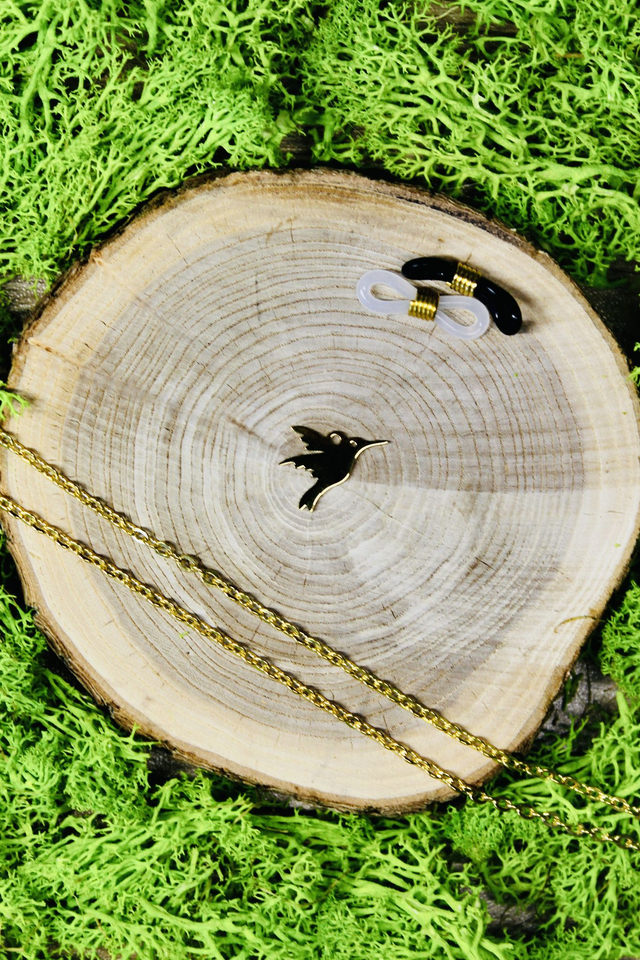 Chaine de lunettes touche de magie dorée personnalisée Colibri