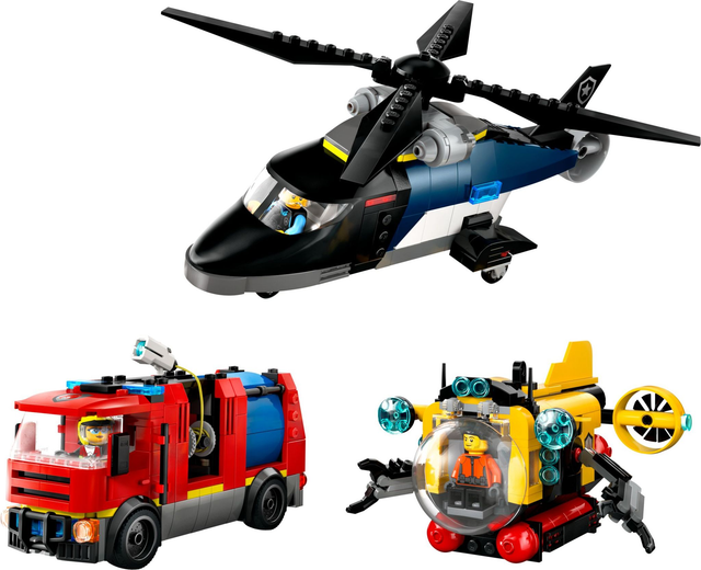 LEGO 60462 Kombinationsset mit Hubschrauber, Löschauto und U-Boot
