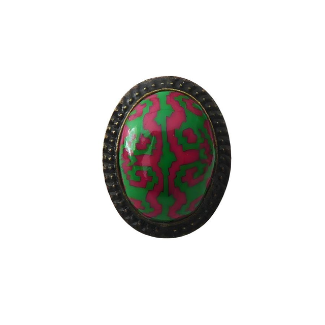 Bague rétro ovale vert rose