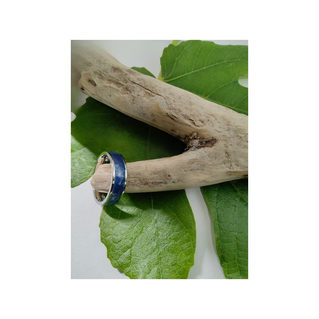 Bague marbré bleu