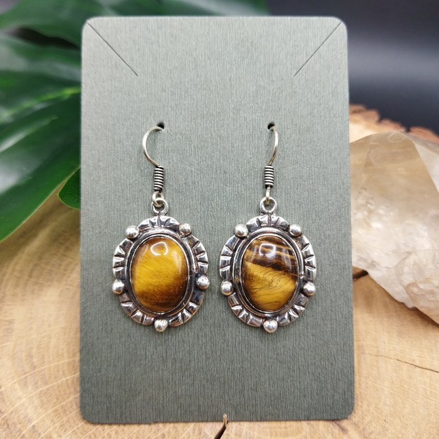 Boucles d'oreilles Oeil de tigre - Argent 925