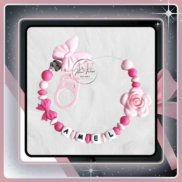 Attache-tétine Papillons et fleurs