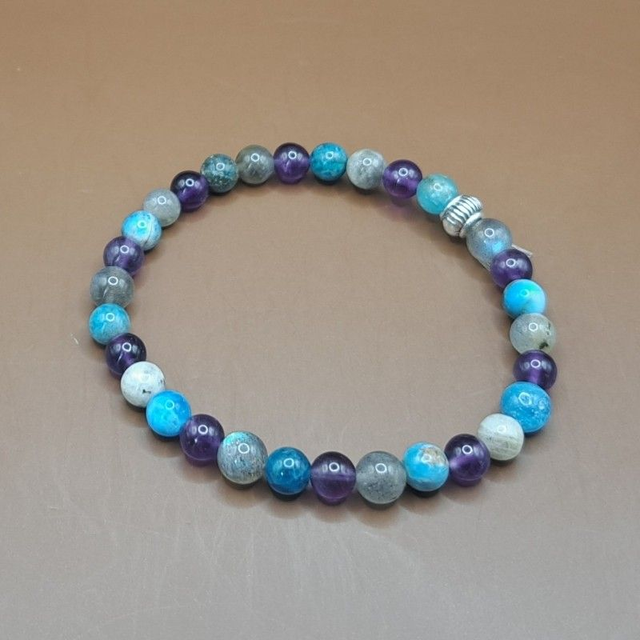 Bracelet Labradorite améthyste apatite bleue