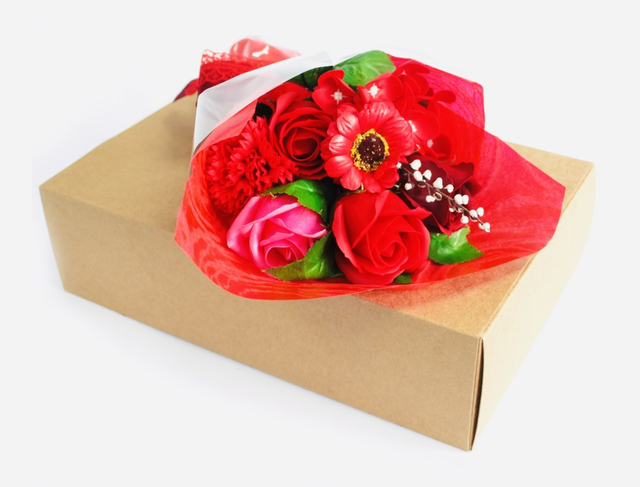 Bouquet fleurs de bain rouge