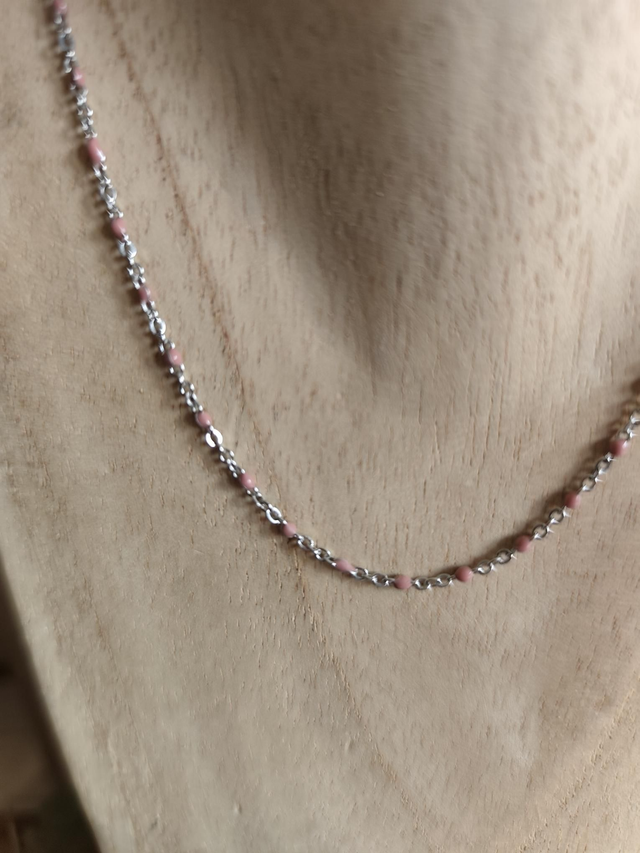 COLLIER ROSAIRE ARGENT/ MAUVE 0000465