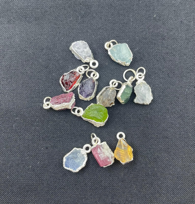 2 birthstones on a Sterling Silver Link Charm Bracelet