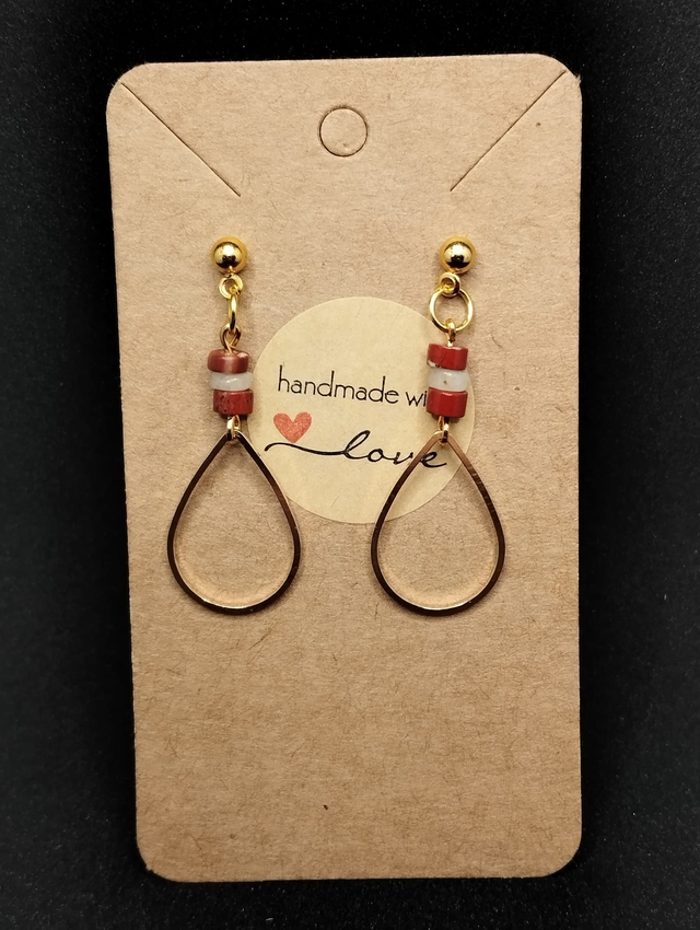 Boucle d'oreille en cornaline et quartz blanc