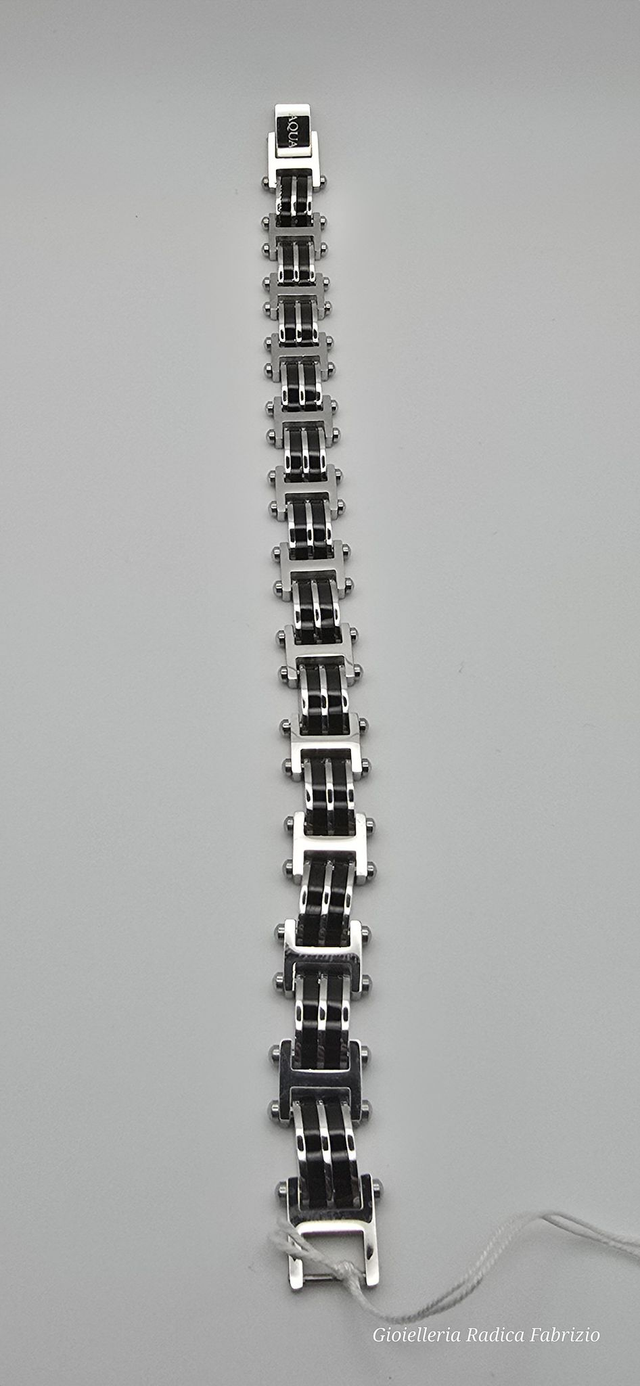  bracciale da uomo in acciaio e smalto "aqua uomo".