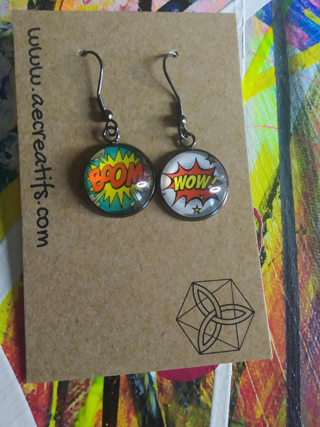 Boucles d&#039;oreilles cabochons BD 