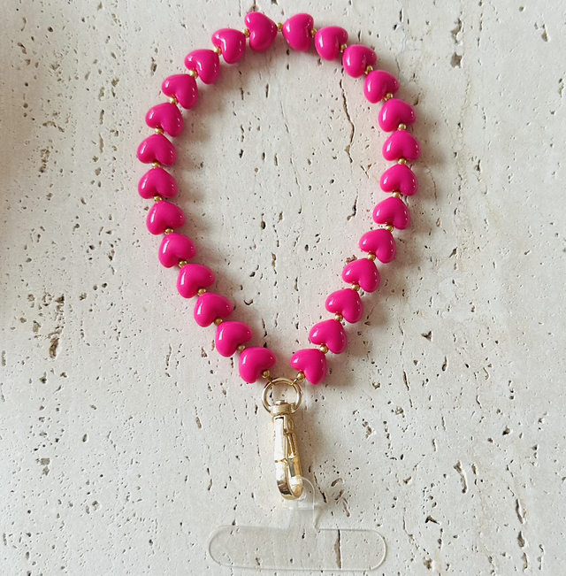 Kleine hartjes telefoonkoort donker roze