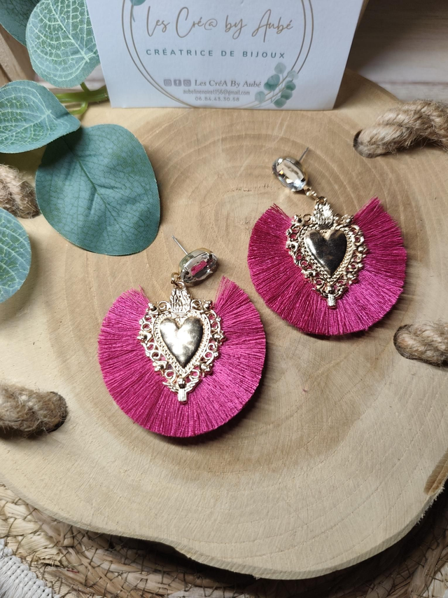 BO BOHEME COEUR GOLD/DIAM'S/ POMPONS FUSHIA 0000204