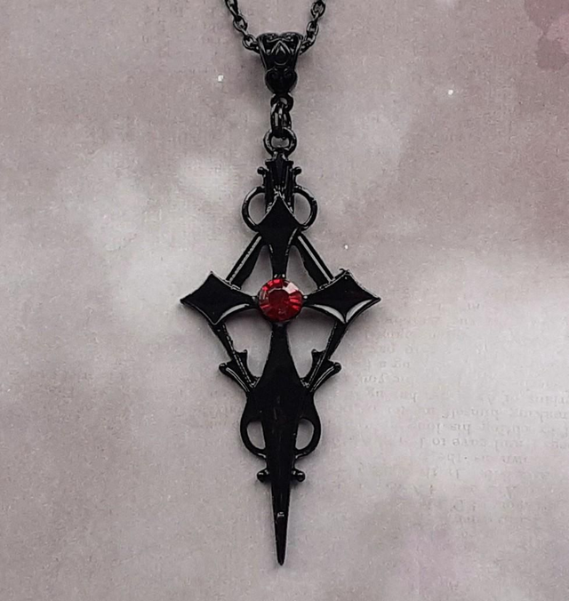 Black Vampire Cross Necklace (Large)