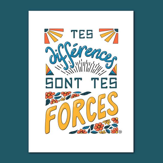 Affiche Message "tes différences sont tes forces"