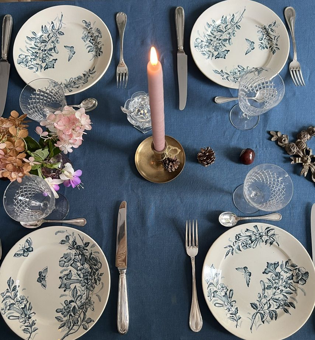 JASMIN - Suite de 6 assiettes plates signées Badonviller - Terre de Fer