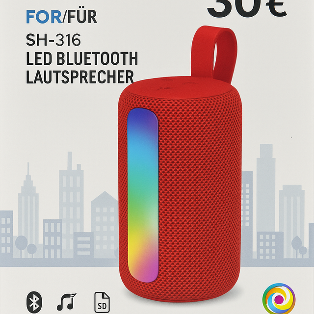 SH-316 Wireless Speaker – LED Bluetooth Lautsprecher