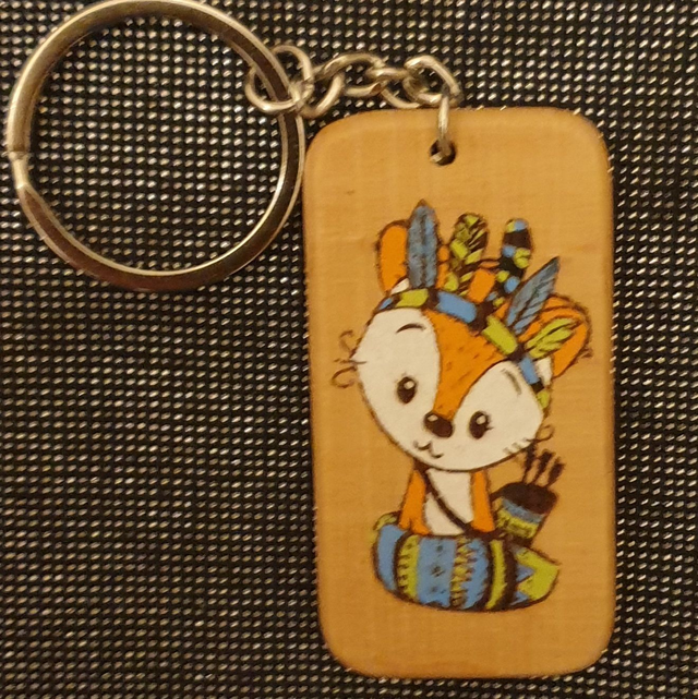 Porte-clef animal, renard indien bleu