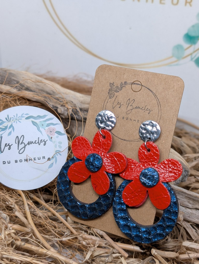Boucles d'oreilles baby Marguerite orange bleu bm1141