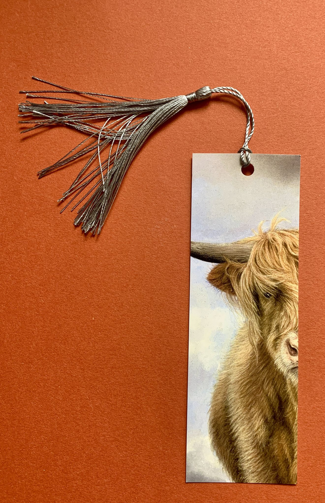 Bookmark - Highland Cow -  with tassel (random colour thread)