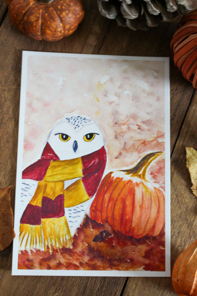 Hedwige et sa citrouille - carte postale