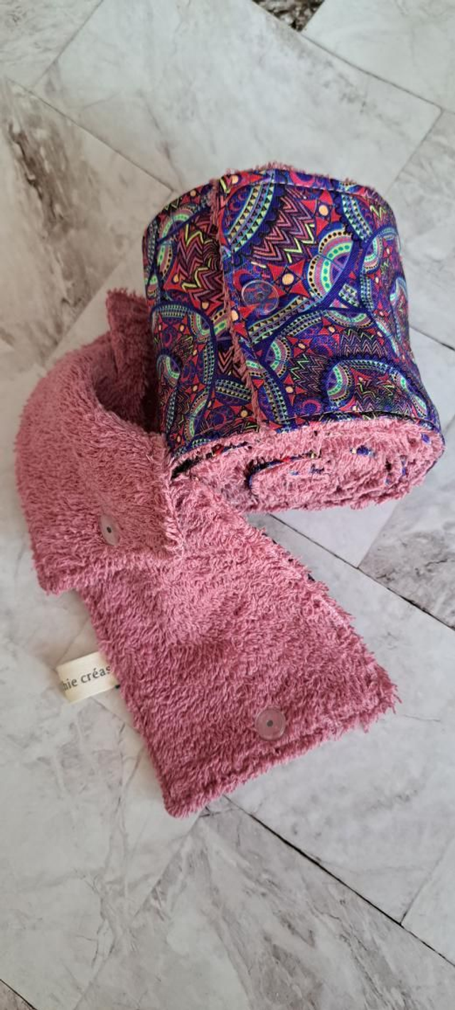 Papier toilette lavable 15 feuilles avec pressions rosace violet