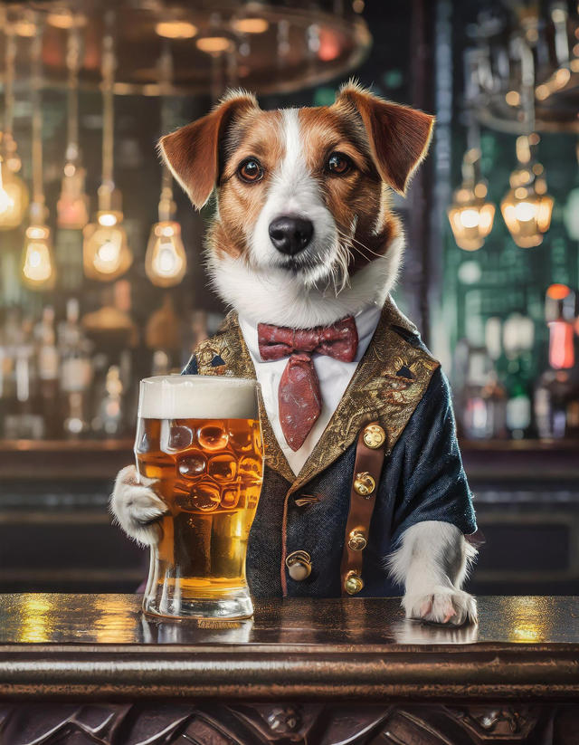 Jack Russell at the Bar Framed Canvas