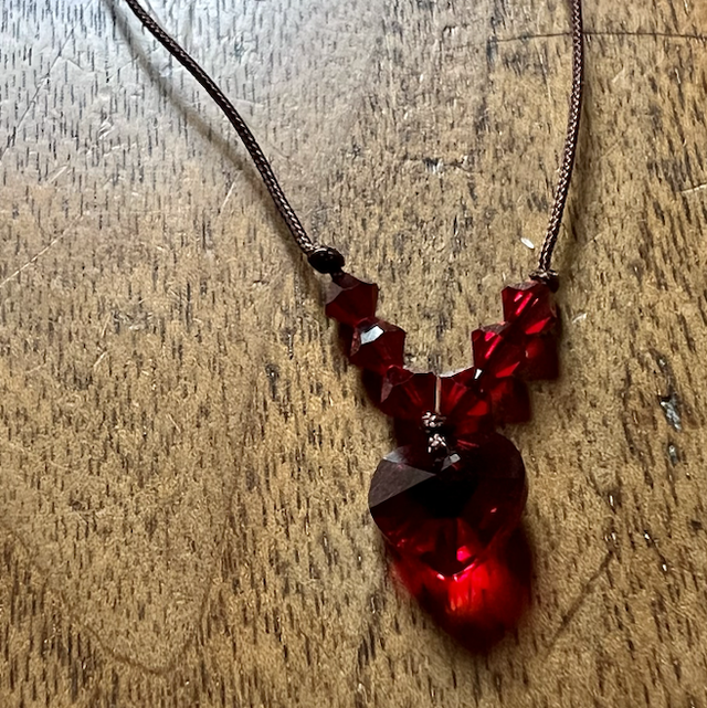 Collier Cœur de Cristal Rouge 