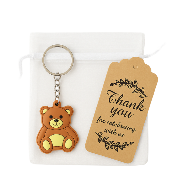 Schlüsselanhänger „Teddy“ mit Geschenkbeutel & Thank You Karte