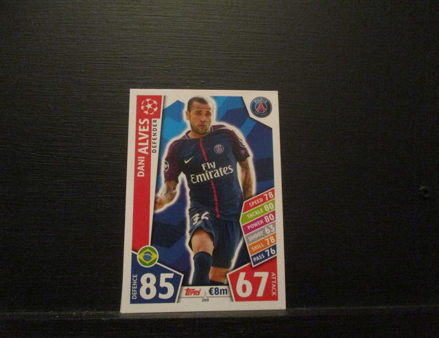 Dani Alves - UEFA Champions League Match Attax 2017/18 Original Trading Card #260