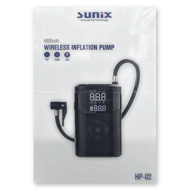Sunix HP-02 Akku-Luftpumpe (Wireless Inflation Pump) 4000 mAh mit Digitalanzeige – Schwarz