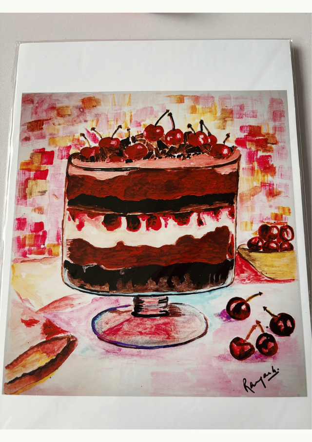 British cherry trifle - A4 print