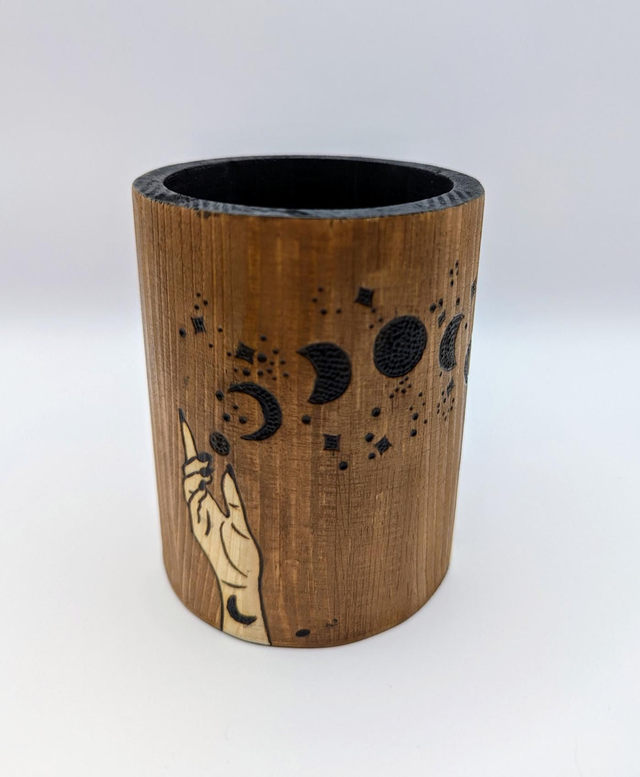 'Passing Moons' handmade pen storage 