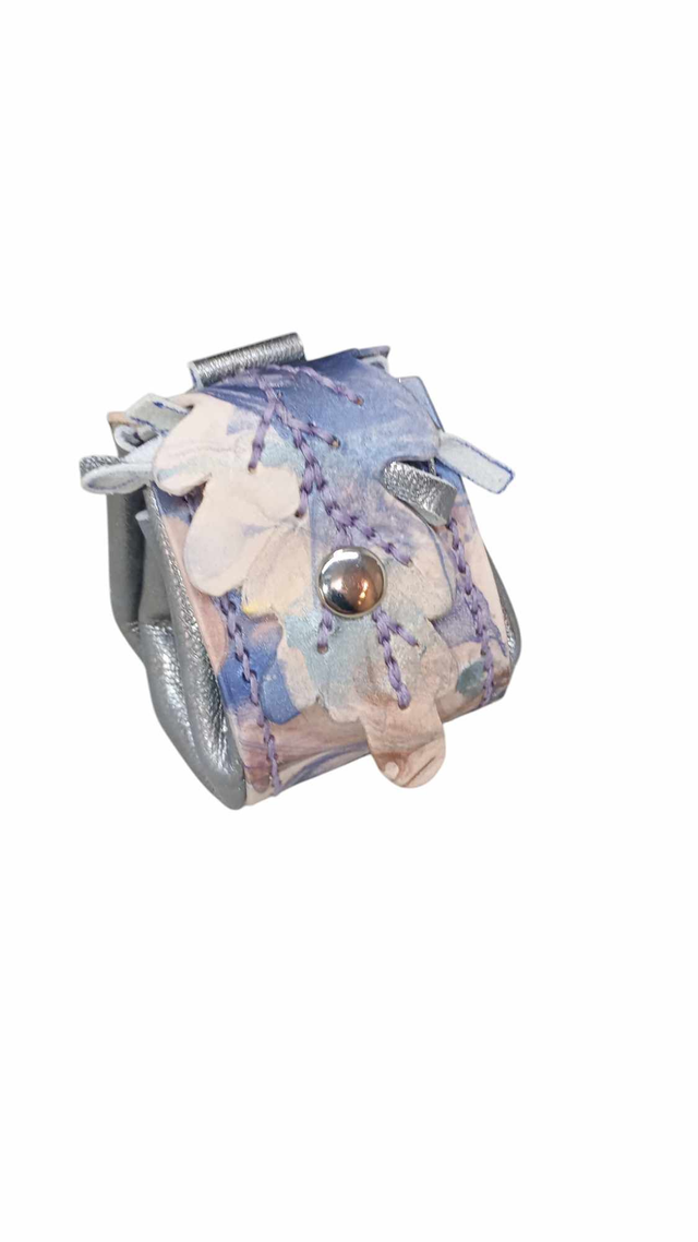 Bourse Amboisienne feuulle - Gris argenté/Marbling violet