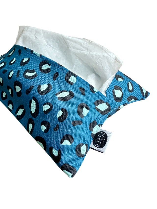 Pochette mouchoirs - LEOPARD ( pétrol - vert clair) 
