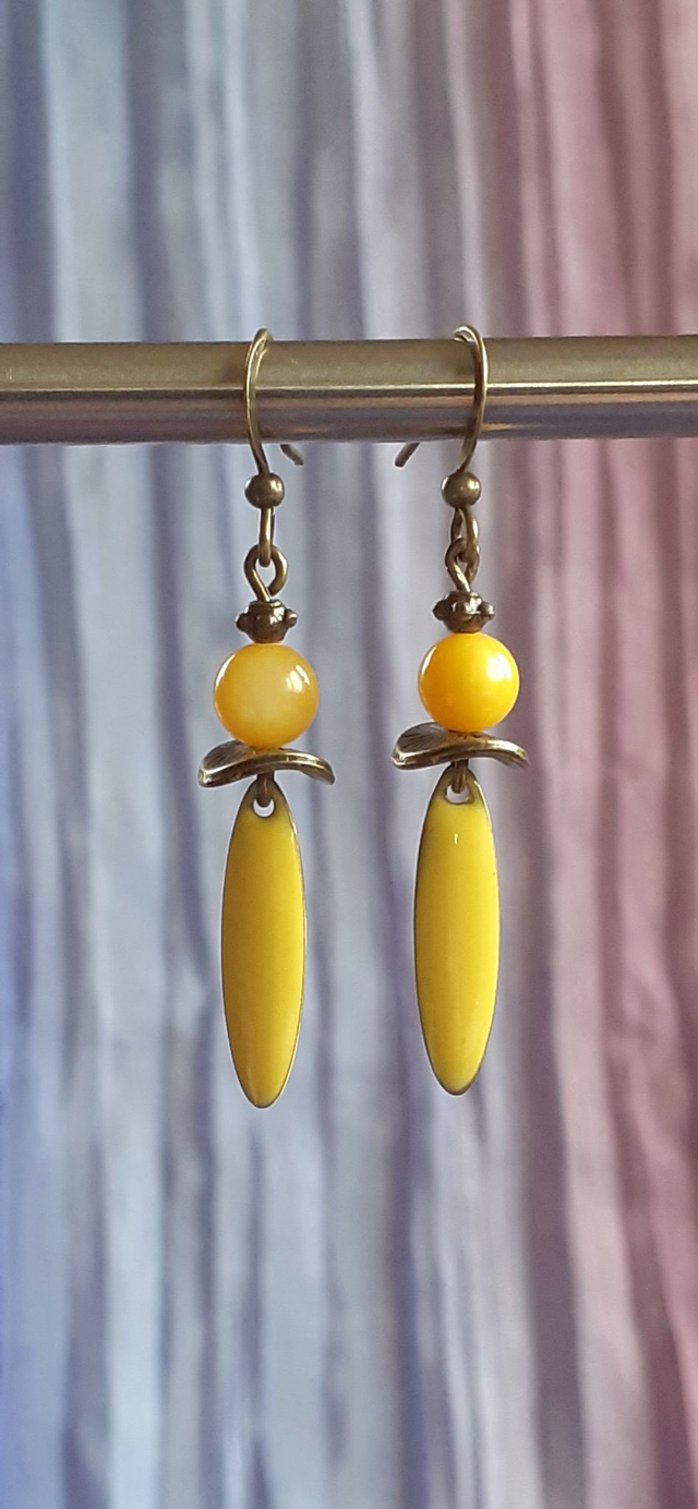 Huso Petites Boucles d'oreilles pendantes, jaune d'or