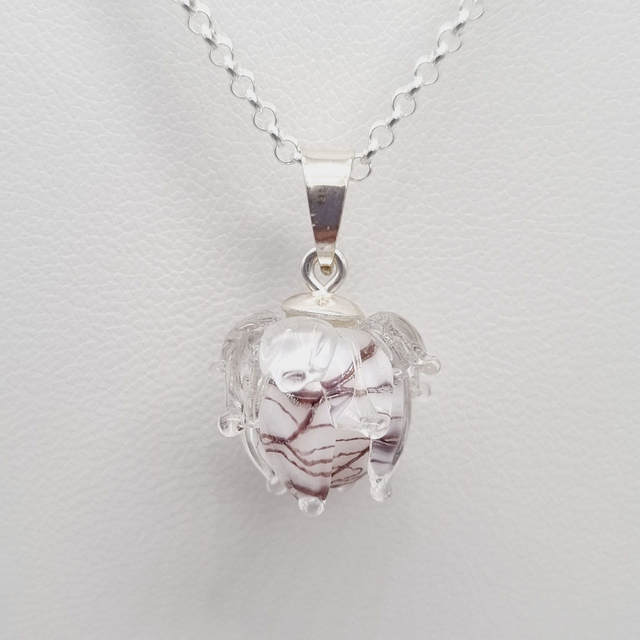 Pendentif Clochette blanche marbrée violette (petit modèle)