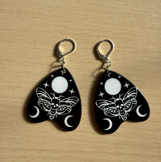 Butterfly planchette earrings silver plated ear hooks