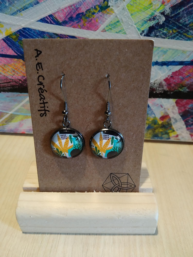 Boucles D&#039;oreilles Cabochons Couleurs 