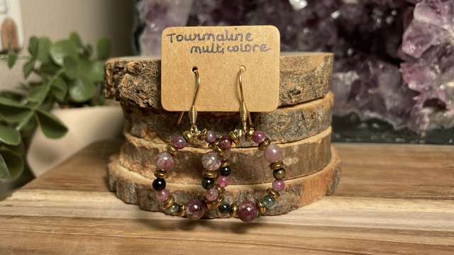 Boucles TOURMALINE MULTICOLORE