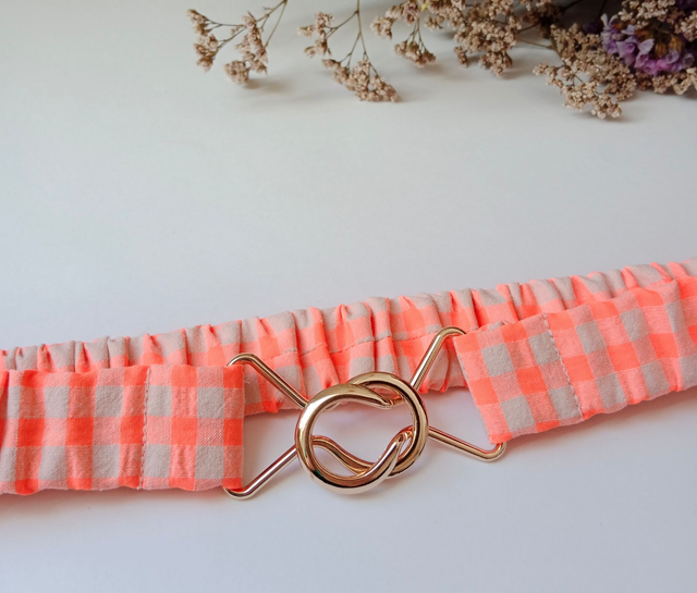 La ceinture élastique - VICHY ORANGE FLUO