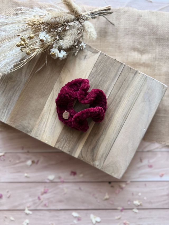 Chouchou tout doux rouge grenat